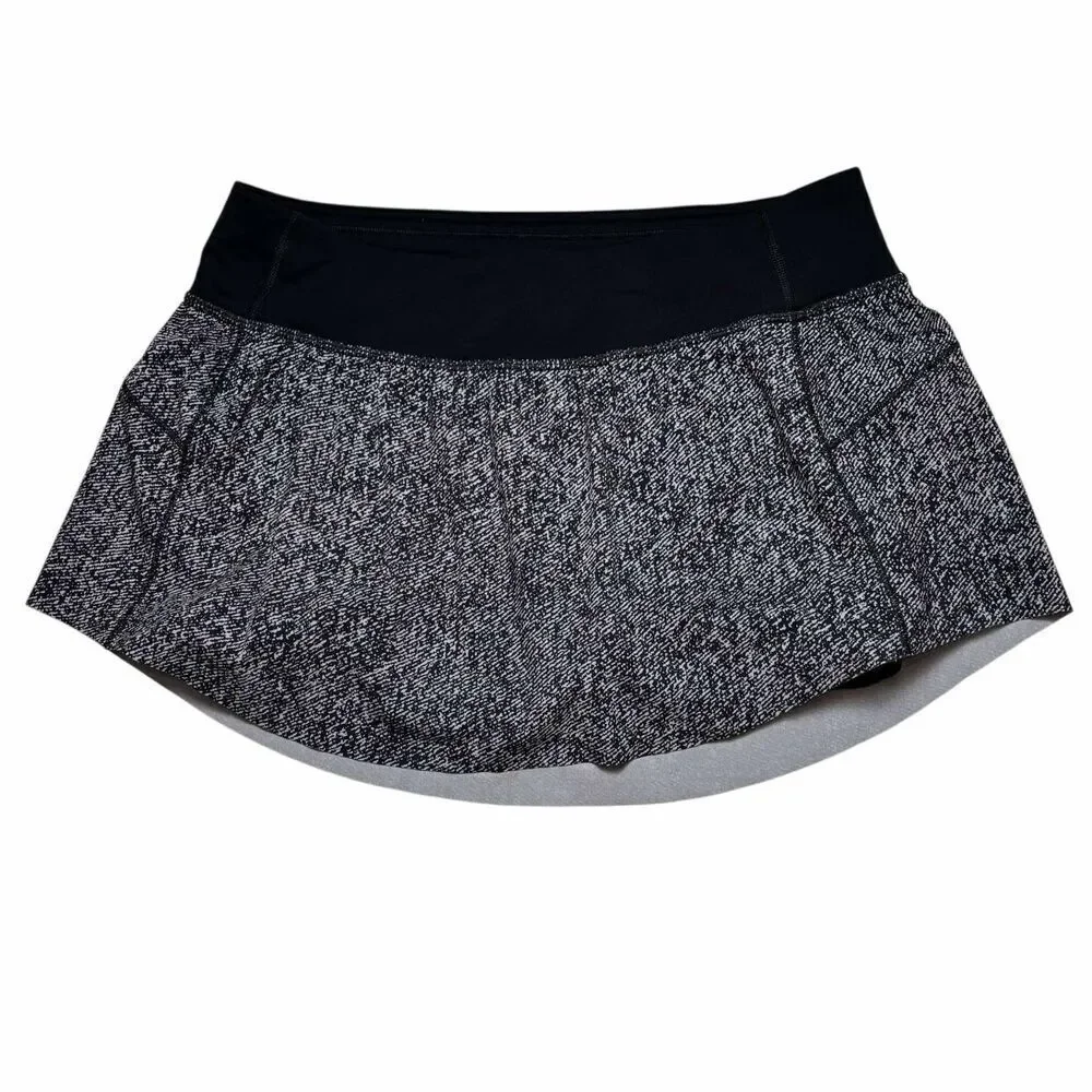 Lululemon Final Lap Mid-Rise Skirt *Twill Print Ice Grey Black - Picture 2 of 9